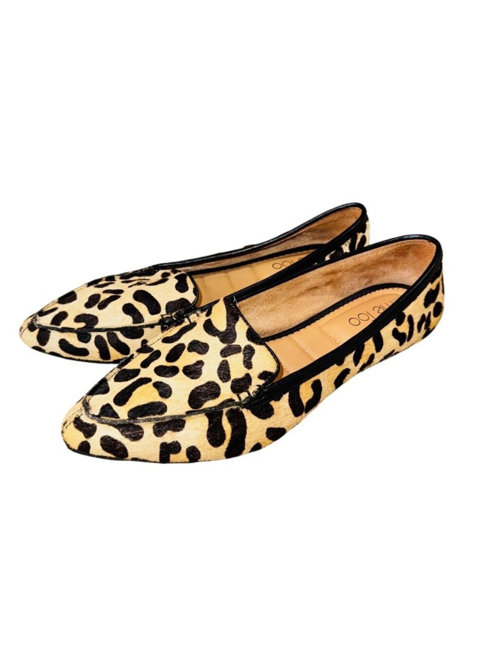 Leopard Print Me Too Leather Calf Hair Flats 8.5M Slip-On Loafers Mob Wife Glam